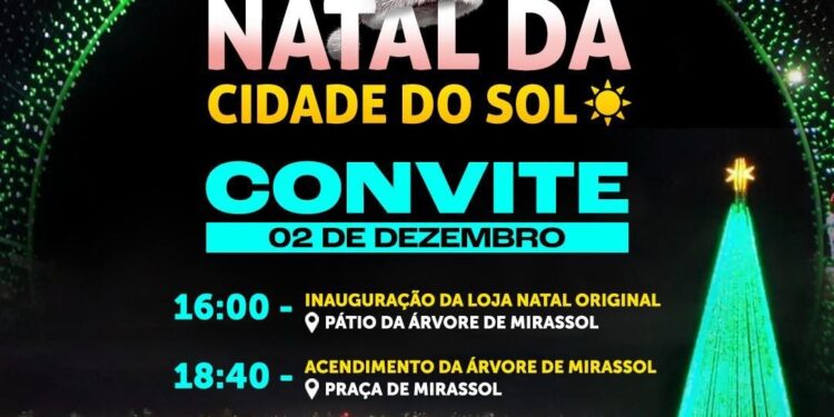 Árvore de Mirassol será acesa nesta segunda-feira. - Foto: Reprodução/ redes sociais